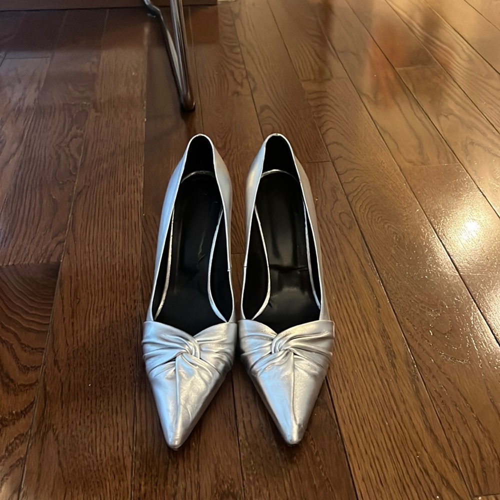 Maje, silver stilleto, size 8